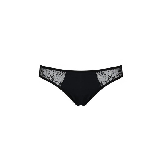 Трусики-слипы с кружевной сеточкой, черные Passion Dina Thong, L/XL