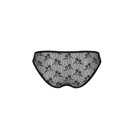 Трусики-слипы с кружевной сеточкой, черные Passion Dina Thong, L/XL