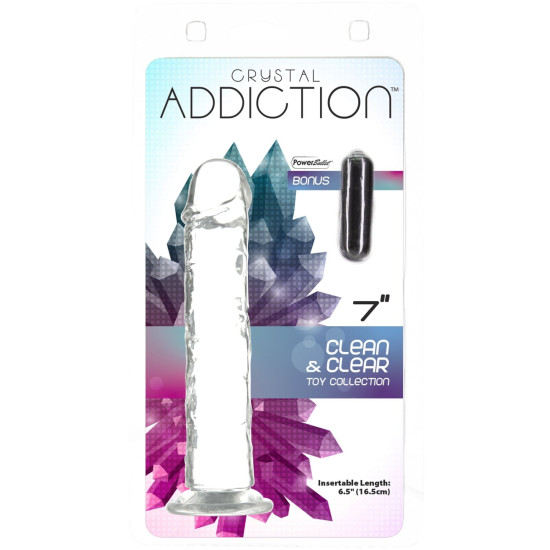 Прозрачный фаллоимитатор, длина 17,8 см, диаметр 3,8 см - Addiction Crystal Vertical Dong 7in