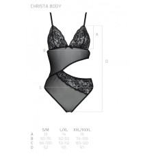 Боді з ажурним ліфом, чорне Christa Body Black Passion, S/M