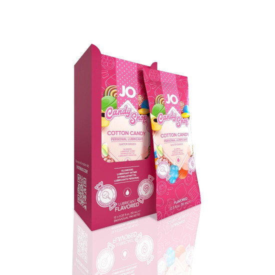 Набір пробників оральних лубрикантів зі смаком солодкої вати Foil Display Box JO H2O Lubricant Cotton Candy, 12×10 ml