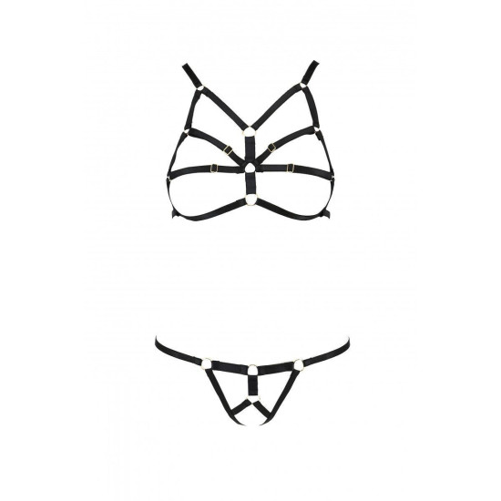 Комплект білизни зі стреп, чорний Passion Exclusive Armanda Set Black, L/XL
