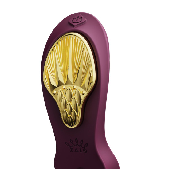 Смарт вибратор в трусики с насадкой и пультом ДУ, фиолетовый Zalo Aya Velvet Purple