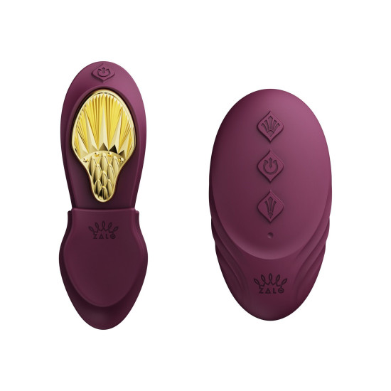 Смарт вибратор в трусики с насадкой и пультом ДУ, фиолетовый Zalo Aya Velvet Purple