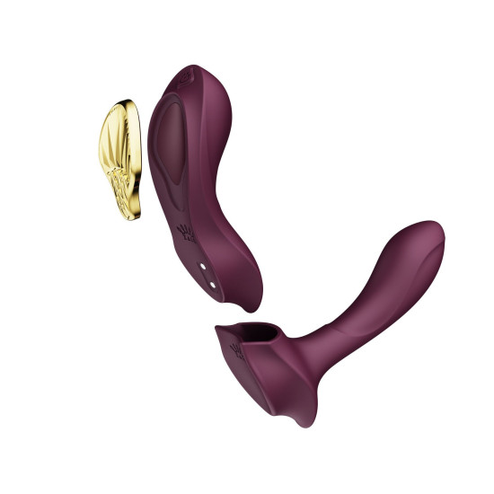 Смарт вибратор в трусики с насадкой и пультом ДУ, фиолетовый Zalo Aya Velvet Purple
