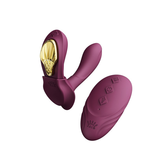 Смарт вибратор в трусики с насадкой и пультом ДУ, фиолетовый Zalo Aya Velvet Purple