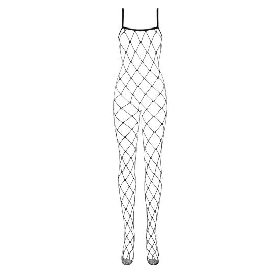 Чёрный бодистокинг с крупной ячейкой и открытой грудью Obsessive Bodystocking N102 Black, S/M/L