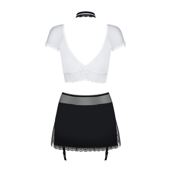Чёрно-белый эротический костюм секретарши (топ, юбка, стринги) Obsessive Secretary Suit 5pcs Black, L/XL