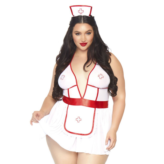 Костюм медсестри (сукня, трусики, шапочка), білий Leg Avenue Nightshift Nurse, XL/XXL