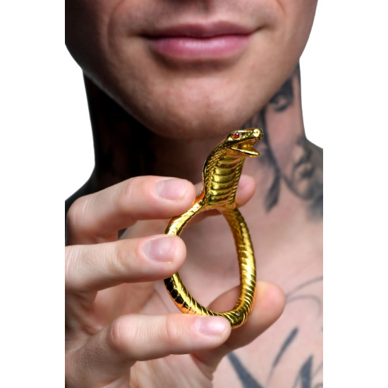 Эрекционное кольцо с головой кобры, золотистое Master Series Cobra King Golden Cock Ring