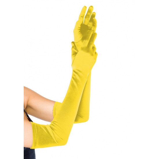 Длинные атласные перчатки, жёлтые Leg Avenue Extra Long Satin Gloves Yellow, One Size
