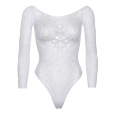 Еротичне боді-бодістокінг, біле Leg Avenue Snap Crotch Thong Back Teddy White, M/L