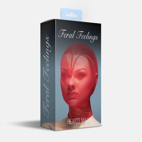Маска-сердце из сетки с полностью закрытым лицом, красная Feral Feelings Hearts Mask Red/Red