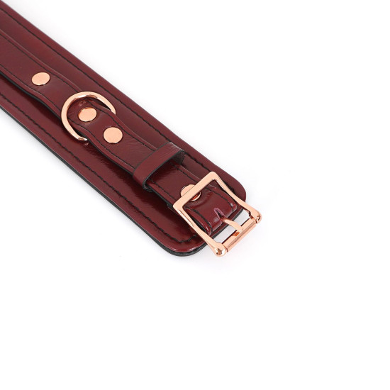 Шкіряні БДСМ наручники зі знімним ланцюжком, бордові Liebe Seele Wine Red Wrist Cuffs