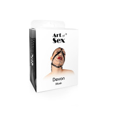 Маска с цепями из натуральной кожи, чёрная Art of Sex Devon