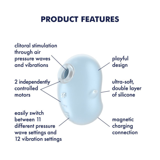 Вакуумный клиторальный стимулятор с вибрацией, синий Satisfyer Cutie Ghost Blue