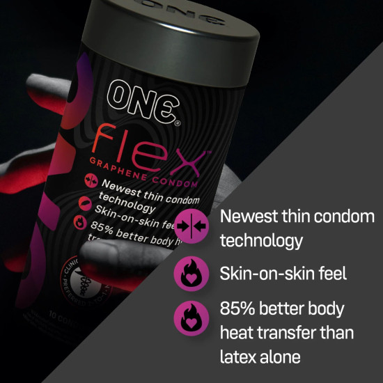 Презервативи в подарунковій упаковці ONE Flex Graphene Condom, 10 шт.