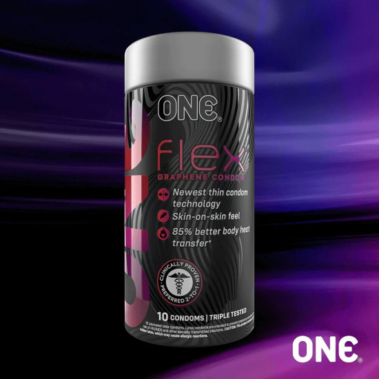 Презервативи в подарунковій упаковці ONE Flex Graphene Condom, 10 шт.