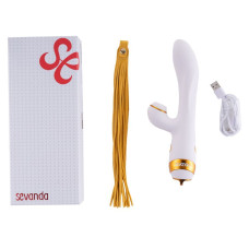Вібратор-кролик з флоггером, біло-золотистий Lockink Sevanda Whip Vibrating Massage Wand White & Golden