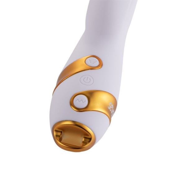 Вібратор-кролик з флоггером, біло-золотистий Lockink Sevanda Whip Vibrating Massage Wand White & Golden