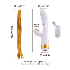 Вібратор-кролик з флоггером, біло-золотистий Lockink Sevanda Whip Vibrating Massage Wand White & Golden