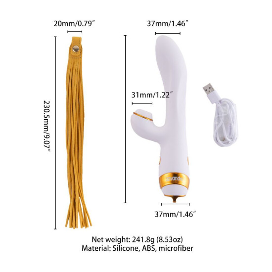 Вібратор-кролик з флоггером, біло-золотистий Lockink Sevanda Whip Vibrating Massage Wand White & Golden