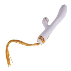 Вібратор-кролик з флоггером, біло-золотистий Lockink Sevanda Whip Vibrating Massage Wand White & Golden
