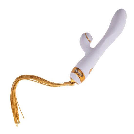Вібратор-кролик з флоггером, біло-золотистий Lockink Sevanda Whip Vibrating Massage Wand White & Golden