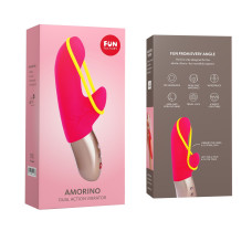 Мини вибратор-кролик со стимулирующей съемной лентой, розово-желтый Fun Factory Amorino Pink/Neon Yellow