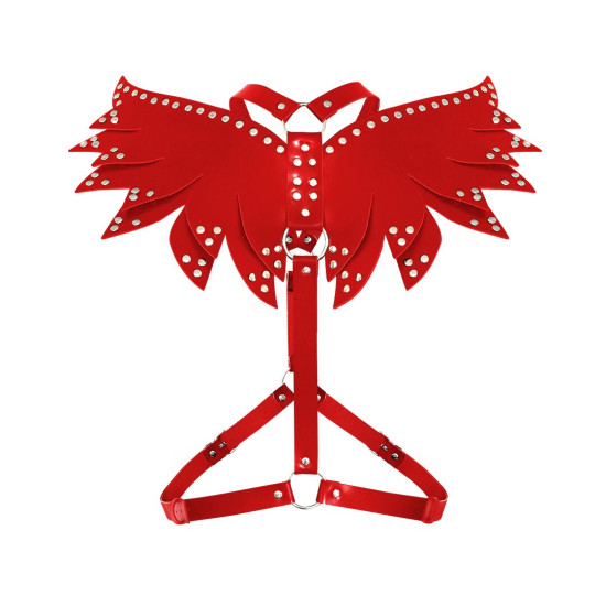 Женская портупея, красная из экокожи Art of Sex Wings, XS-M