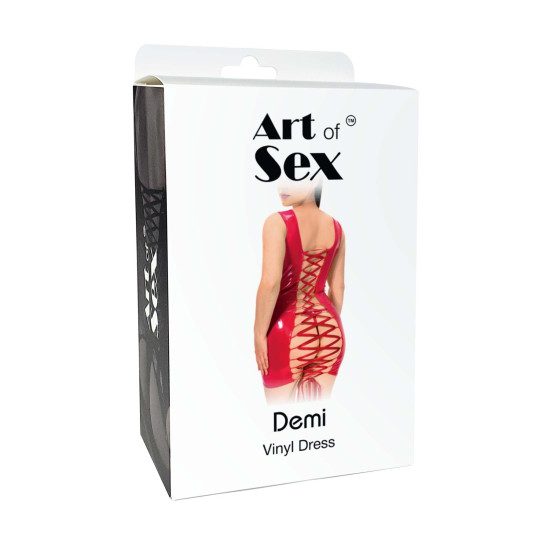 Лакированное платье на шнуровке с эффектом голограммы, черное Art of Sex Demi, L-2XL
