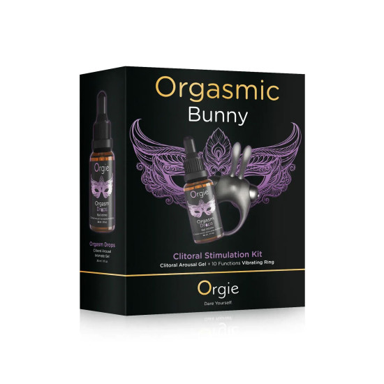 Набір (збуджуючі краплі та ерекційне віброкільце) Orgie Orgasmic Bunny
