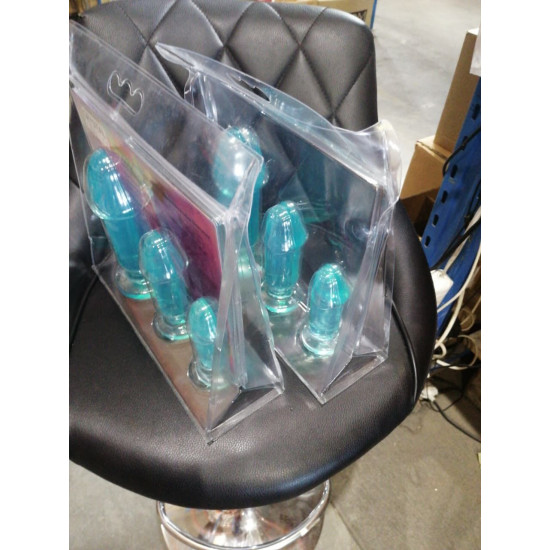 Набор анальных пробок, бирюзовый Doc Johnson Crystal Jellies - Anal Starter Kit - Teal (мятый и без вставки)