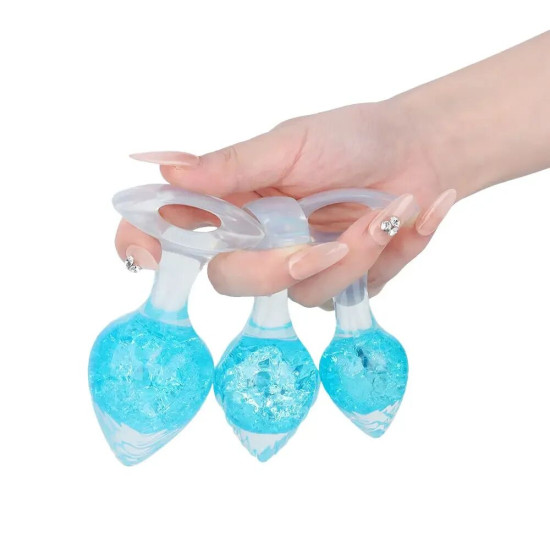 Анальна пробка у формі серця, синя Liebe Seele Heart-shaped Crystal Anal Plug - Blue, розмір M