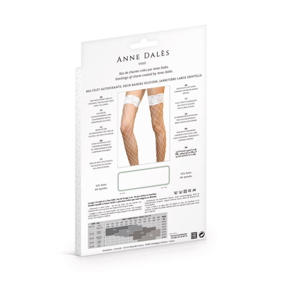 Чулки в крупную сетку, белые Anne De Ales ERICA White, T1