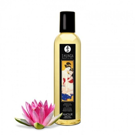 Натуральна зволожуюча масажна олія з ароматом лотоса Shunga Amour Sweet Lotus, 250 ml