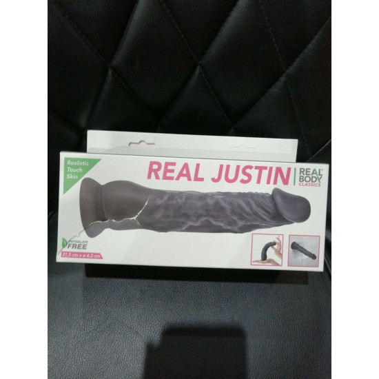 Фаллоимитатор с присоской Real Body - Real Justin Black (мятая упаковка!!!)