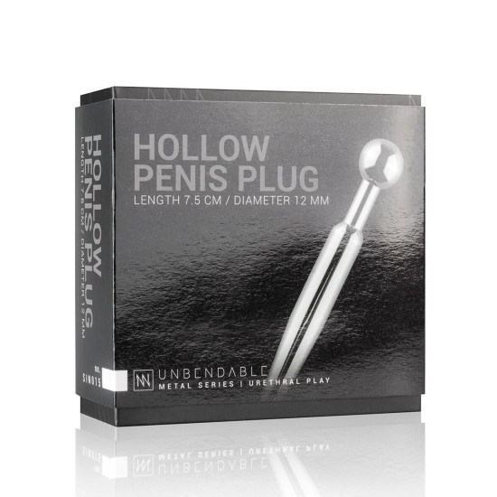 Полый уретральный стимулятор, длина 7,5 см, диаметр 12 мм Sinner Gear Unbendable Hollow Penis Plug