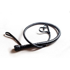 Кожаная плеть с рукоятью, длина 120 см, черная Black Leather Whip with Handle