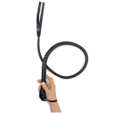Кожаная плеть с рукоятью, длина 120 см, черная Black Leather Whip with Handle
