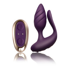 Анально-вагинальный вибратор для пар с пультом ДУ, фиолетовый Rocks Off Cocktail Purple