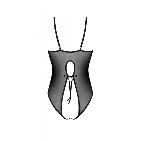 Боди с ажурным декором и открытым доступом, черное Passion Ursula Body Black, XXL/XXXL