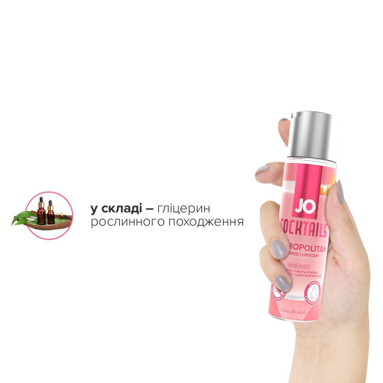 Лубрикант зі смаком коктейлю Космополітен на водній основі JO Cocktails Cosmopolitan, 60 ml