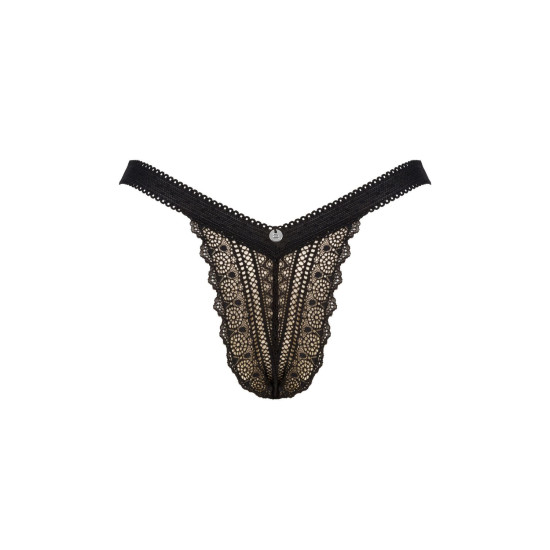 Мереживні трусики із заниженою талією, чорні Obsessive Estiqua Panties Black, XS/S