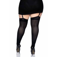 Плотные непрозрачные чулки, черные Leg Avenue Nylon Thigh Highs Black, Plus Size