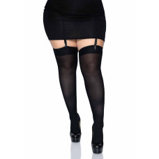 Плотные непрозрачные чулки, черные Leg Avenue Nylon Thigh Highs Black, Plus Size