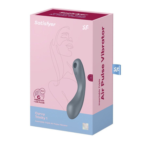 Вакуумний стимулятор з вібрацією, сіро-блакитний Satisfyer Curvy Trinity 1 Bluegrey