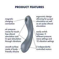 Вакуумний стимулятор з вібрацією, сіро-блакитний Satisfyer Curvy Trinity 1 Bluegrey