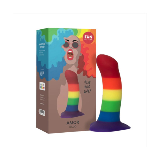 Фаллоимитатор изогнутый, длина 14,6 см, диаметр 3,7 см, радужный Fun Factory Amor Rainbow