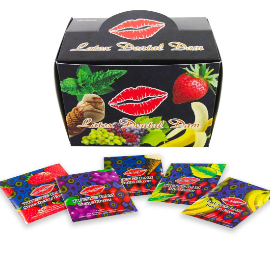 Набір латексних серветок з різними смаками Latex Dental Dams Assorted, 100 шт